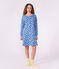 Women's cotton nightdress with a grandad neckline and a heart print blue/white