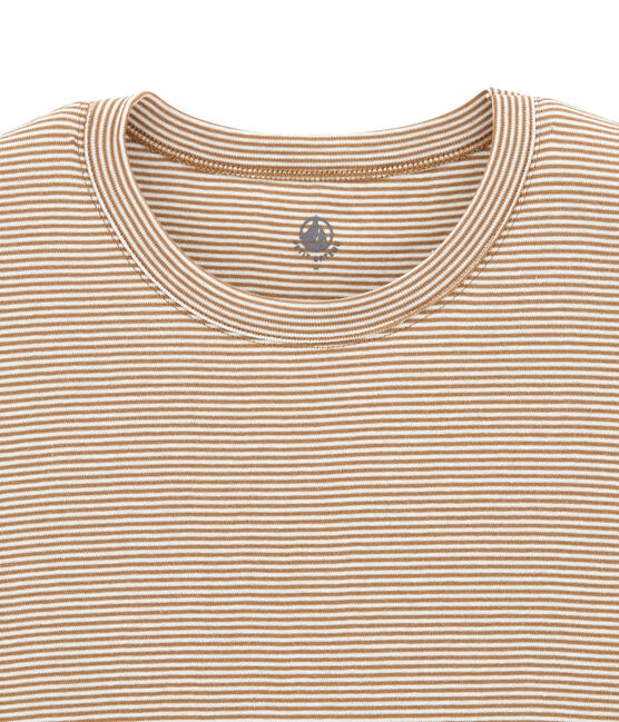 men's milleraies striped t-shirt BRINDILLE brown/MARSHMALLOW white