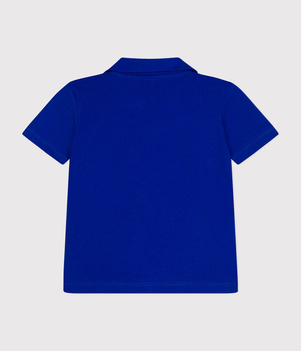 Boys' Short-Sleeved Cotton Polo Shirt blue