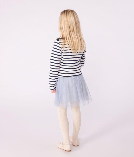 Children's iconic stripy cotton Breton top MARSHMALLOW white/SMOKING blue