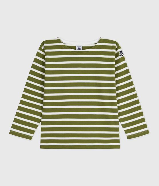 Children's cotton Breton top CEDAR green/MILK