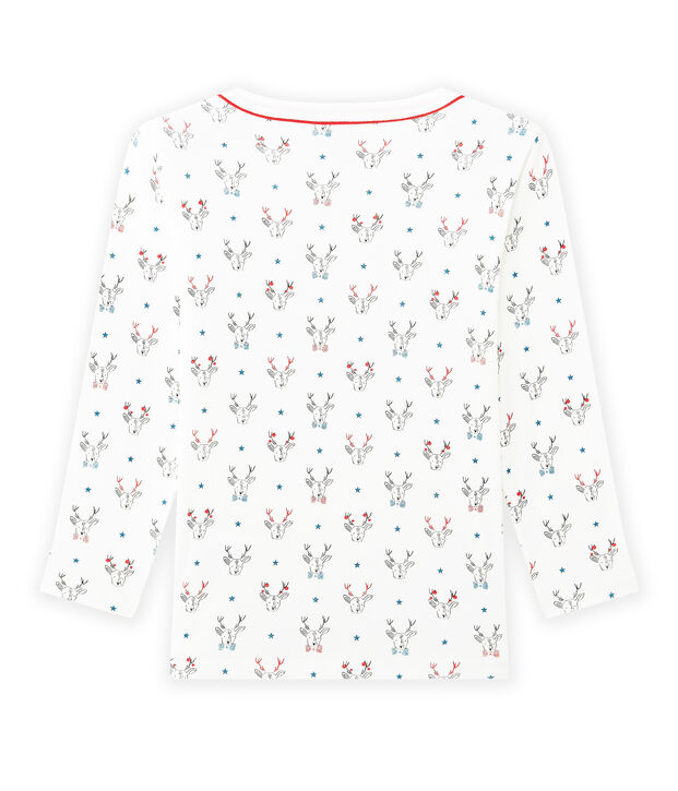 Boy's long-sleeved printed T-shirt white/multicolor