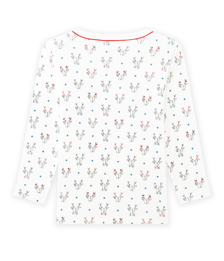 Boy's long-sleeved printed T-shirt white/multicolor