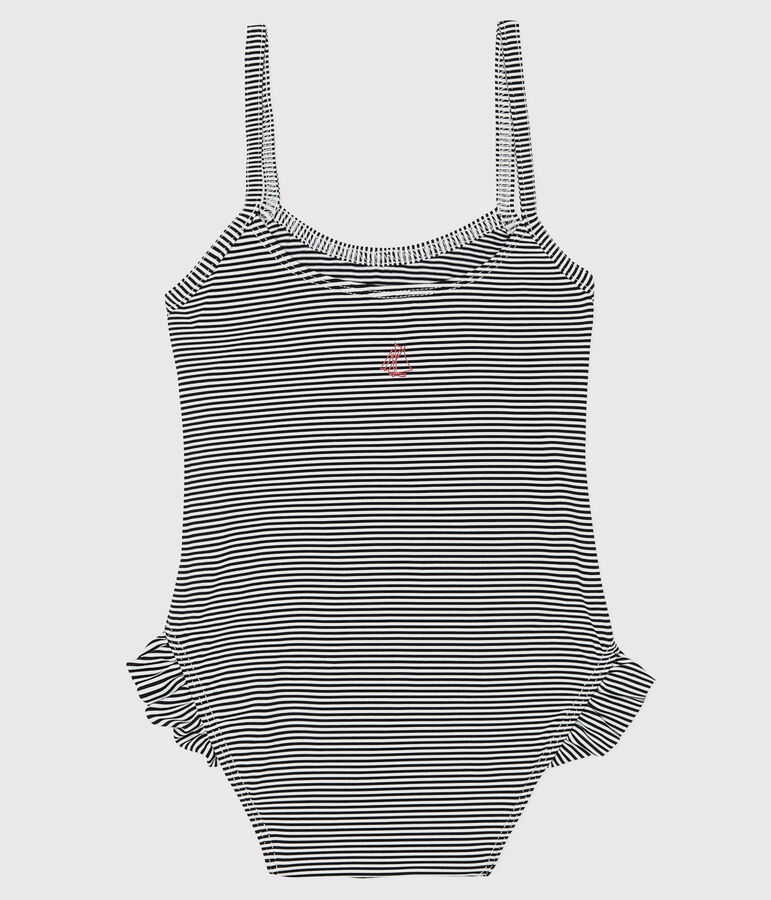 Babies' UPF 50+ Swimsuit ABYSSE blue/LAIT white
