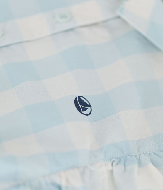 Girls' Short-Sleeved Poplin Dress BOLDAIR /MARSHMALLOW