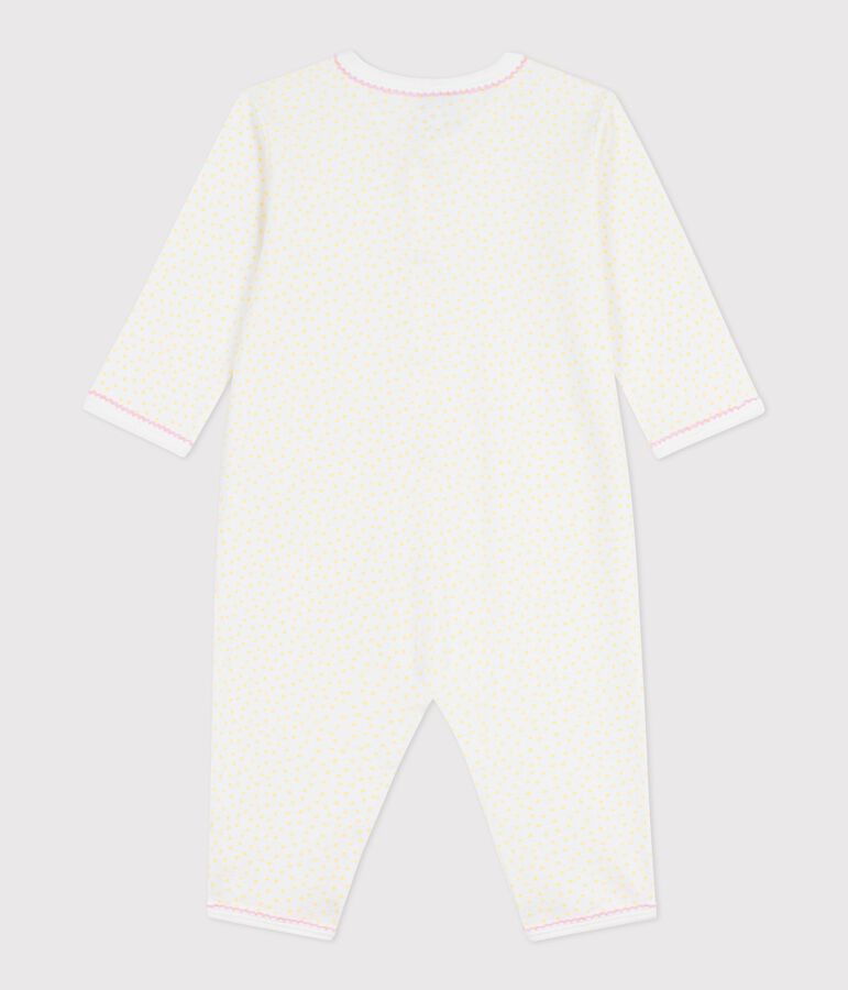 Babies' footless cotton pyjama suit printed with little spots yellow/yellow