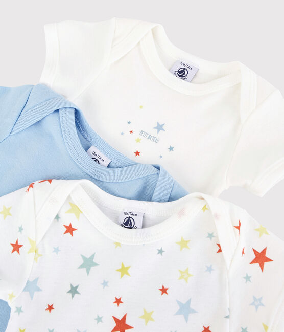 Babies' Colourful Starry Short-Sleeved Organic Cotton Bodysuits - 3-Pack variante 1