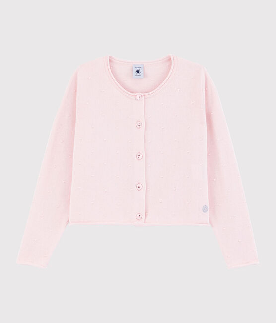 Girls' Cotton Knit Cardigan MINOIS pink
