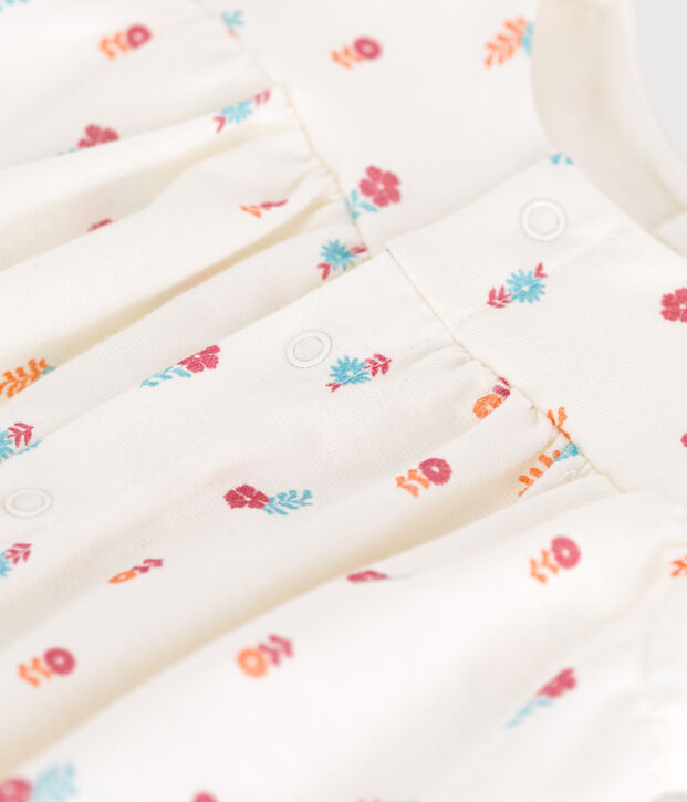 Babies' cotton rompers printed with little country flowers white/multicolor