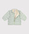Babies' printed  puffer jacket with a retractable hood HERBIER green/MULTICO white
