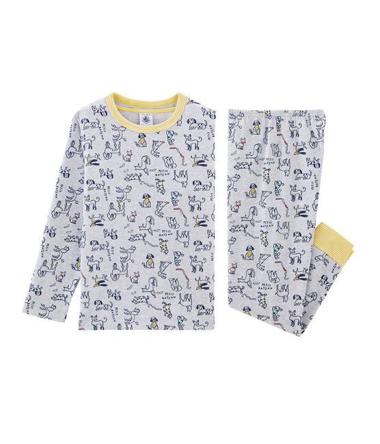 Boys' Ribbed Pyjamas BELUGA grey/MULTICO white
