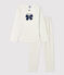 Girls' Spotted Organic Cotton Pyjamas MARSHMALLOW white/MEDIEVAL blue
