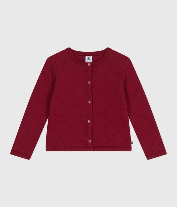 Children's plain cotton cardigan red