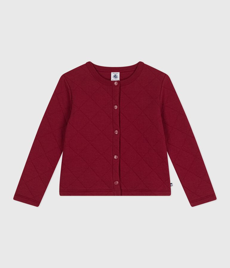 Children's plain cotton cardigan red