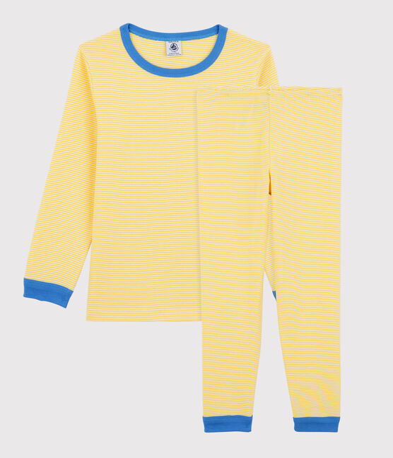 Unisex Pinstriped Organic Cotton Pyjamas ORGE yellow/MARSHMALLOW white