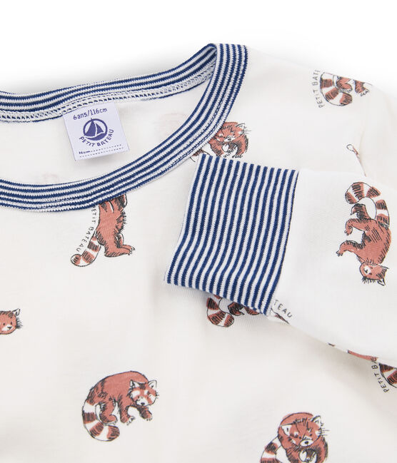 Boys' Ribbed Pyjamas MARSHMALLOW white/MULTICO white