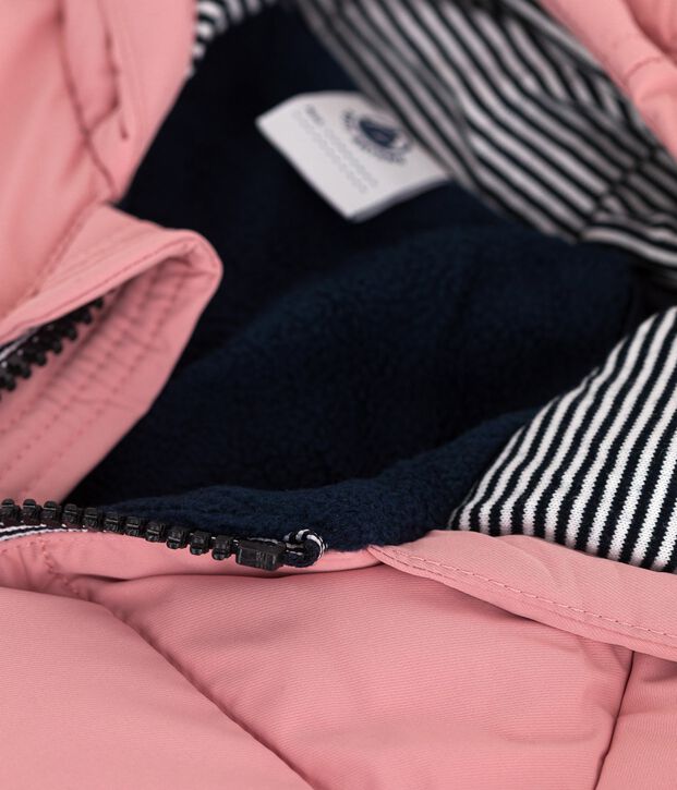 Babies' puffer jacket in plain polyester pink