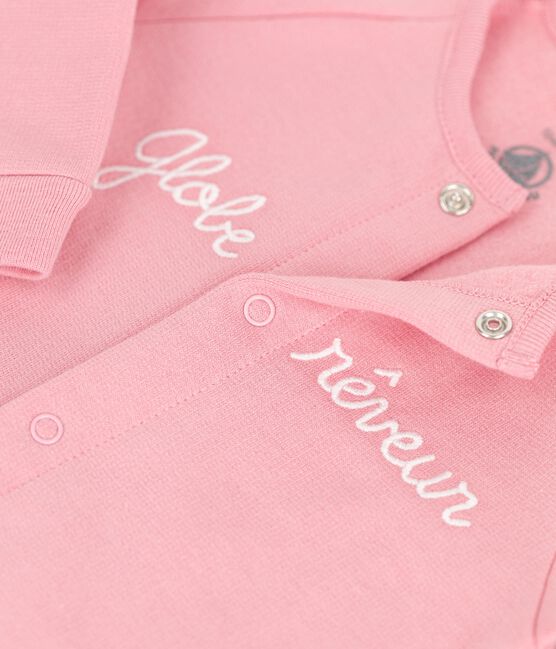 Babies' Organic Cotton Fleece Jumpsuit CHARME pink