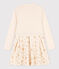 Girls' Long-Sleeved Dual-Material Dress AVALANCHE Ecru