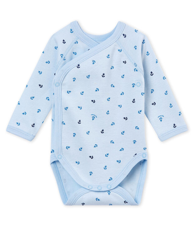 Newborn baby boy's long sleeved body blue/blue