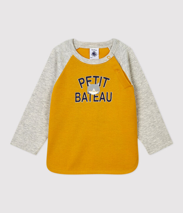 Babies' Cotton T-Shirt yellow/grey