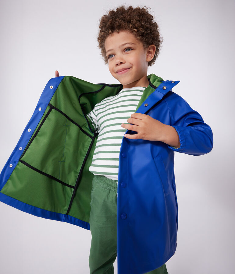 Children's long raincoat in two colours blue/green