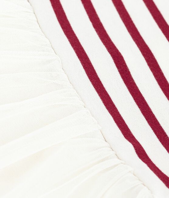 Babies' short-sleeved dress in two materials MILK red/AMARANTE