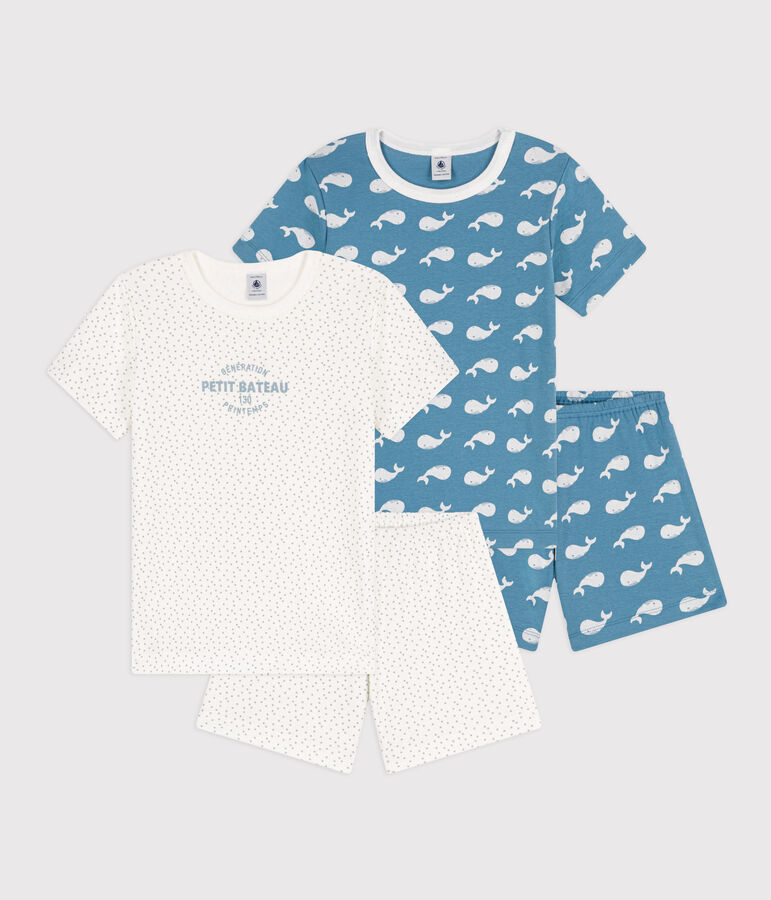 Boys' Whale Themed Cotton Short Pyjamas - 2-Pack multicolor