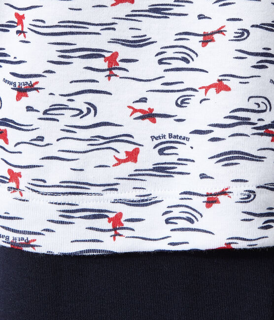 Boy's pyjamas with Tunisian collar SMOKING blue/ECUME white/MULTICO