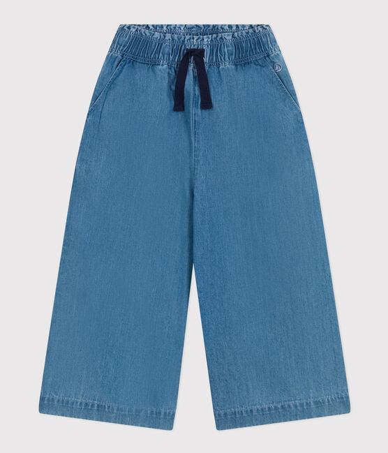 Girls' Light Denim Wide-Leg Trousers DENIM CLAIR blue