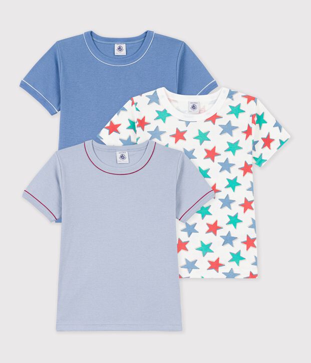 Pack of children's short-sleeved star-print cotton T-shirts multicolor