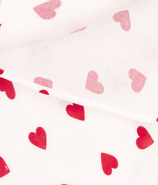 HEART PRINT COTTON GAUZE MUSLIN FOR BABY MARSHMALLOW white/TERKUIT red