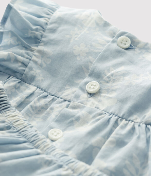 Babies' Organic Poplin Hawaii Print Dress with Bloomers blue/white