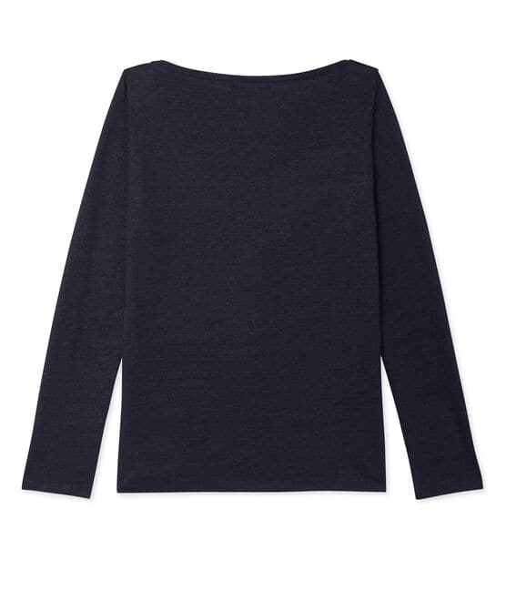 Women's long-sleeved lacquered linen tee SMOKING blue/BRILLANT blue