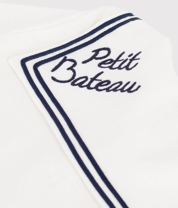 Children's long-sleeved plain cotton blouse with a collar white