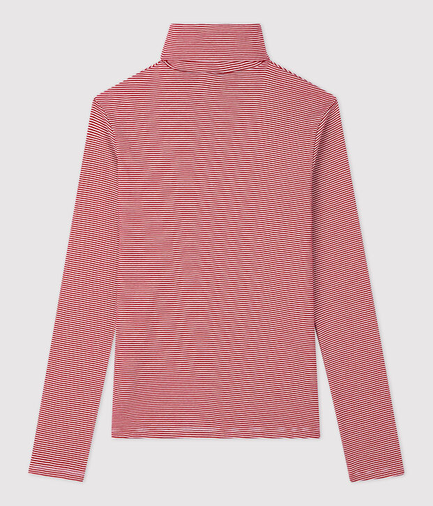 Women's Iconic Striped Cotton Polo Neck red/white