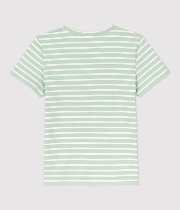 Women's Straight Fit Organic Cotton Round Neck T-Shirt green/white
