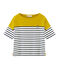 Women's short-sleeved stripy breton top BAMBOO yellow/MARSHMALLOW white/SMOKING