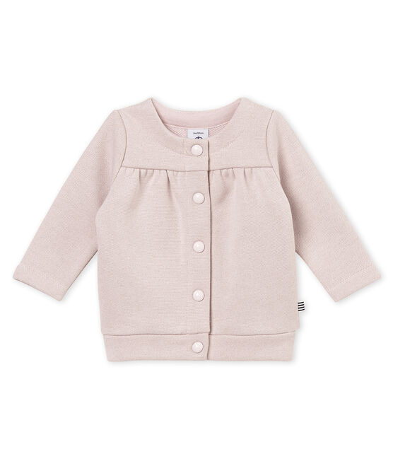 Baby girl's shiny cotton sweatshirt cardigan JOLI pink/DORE yellow