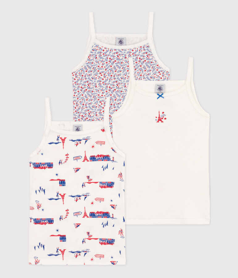 Girls' Paris Themed Cotton Vests - 3-Pack multicolor
