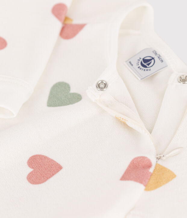 Babies' multicoloured heart-patterned velour pyjamas white/multicolor