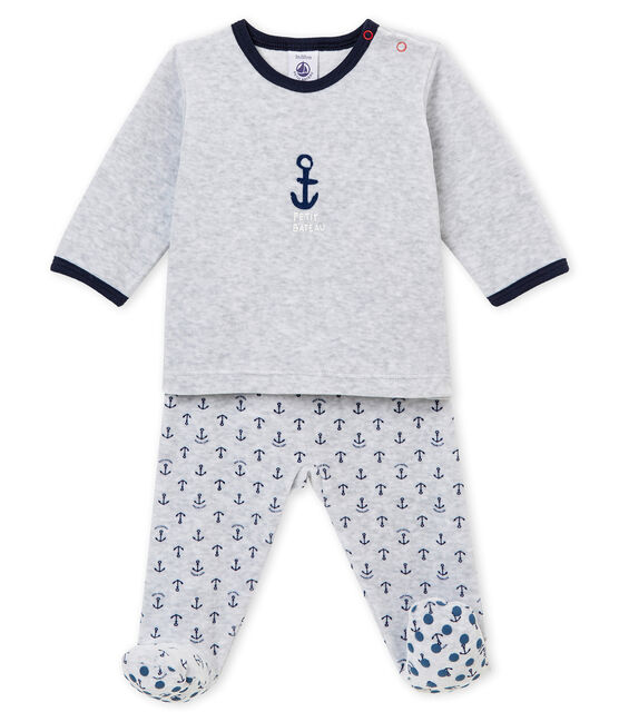 Baby boy's pyjamas POUSSIERE grey/MULTICO white