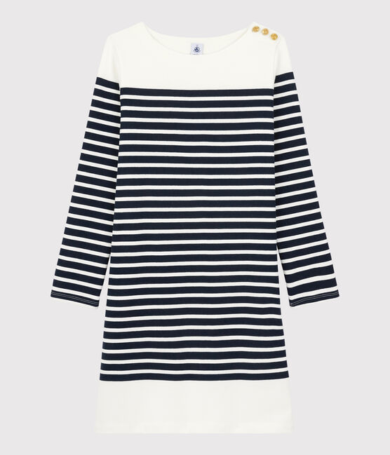 Women's Breton Striped Dress SMOKING blue/MARSHMALLOW white