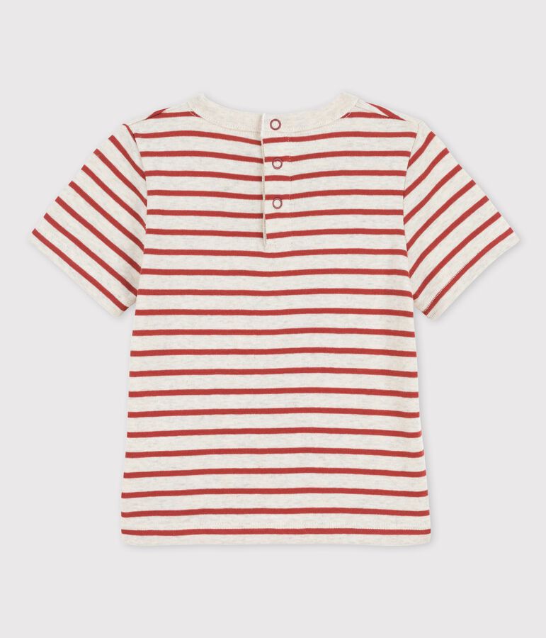 Babies' Organic Cotton Striped Short-Sleeved T-Shirt beige/brown