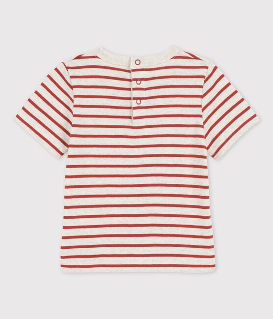 Babies' Organic Cotton Striped Short-Sleeved T-Shirt MONTELIMAR beige/OMBRIE
