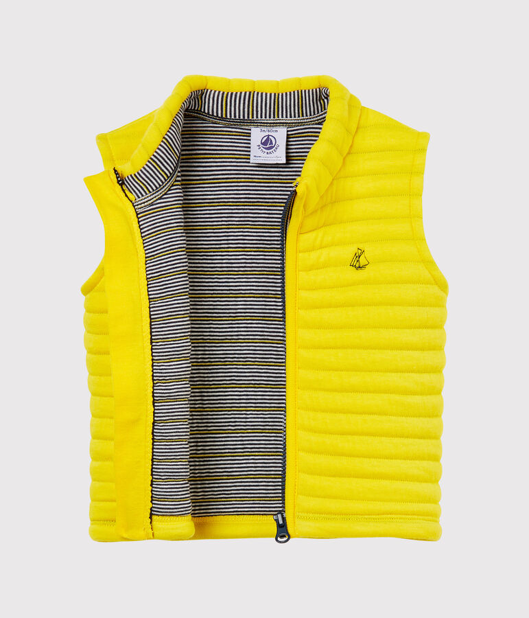 Baby boys' jacket in quilted tube knit yellow