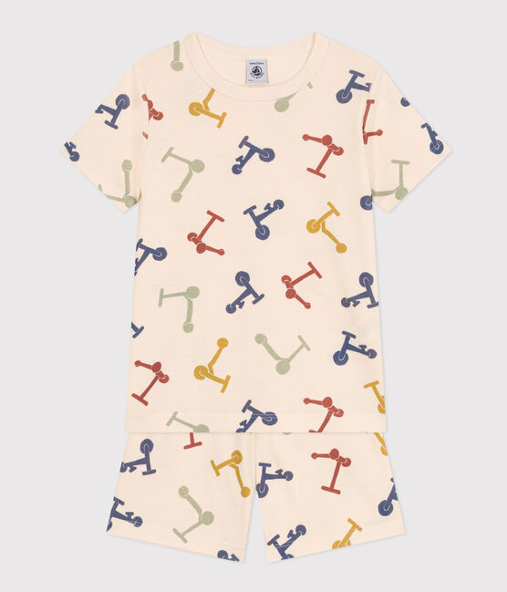 Children's Short Cotton Scooter Print Pyjamas AVALANCHE white/MULTICO