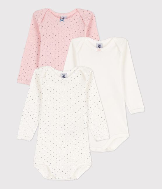 Baby Girls' Spotted Long-Sleeved Organic Cotton Bodysuit - 3-Pack variante 1