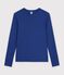 Women's long-sleeved plain cotton T-shirt blue