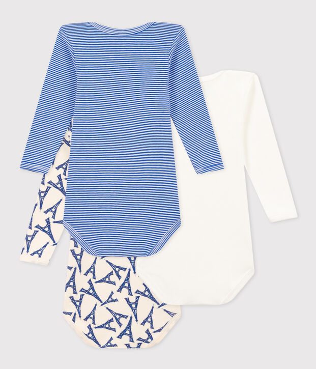 Babies' Paris Themed Long-Sleeved Cotton Bodysuits - 3-Pack multicolor